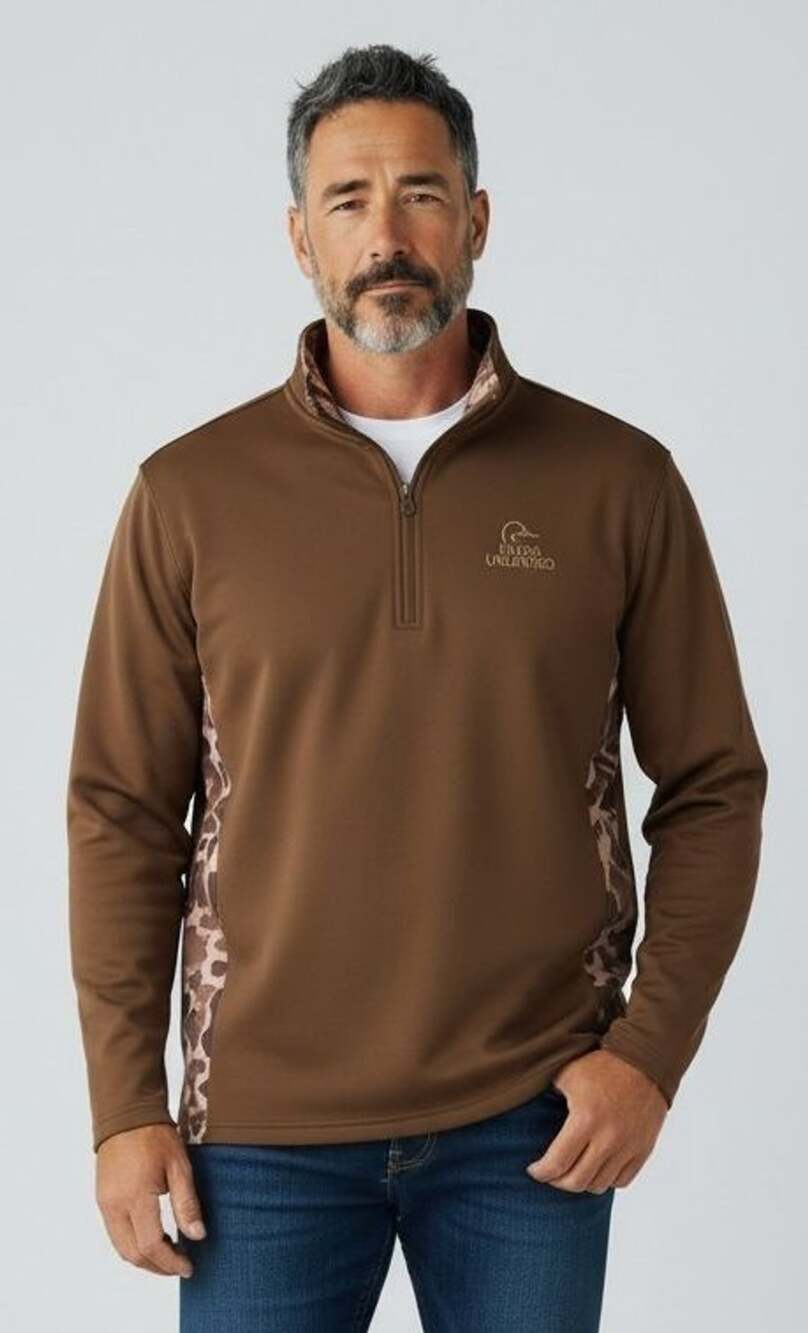 Ducks Unlimited Quarter Zip Pullover Brown Camo